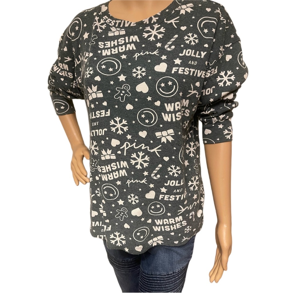 Pink warm wishes holiday thermal shirt